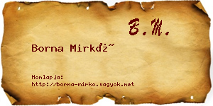 Borna Mirkó névjegykártya